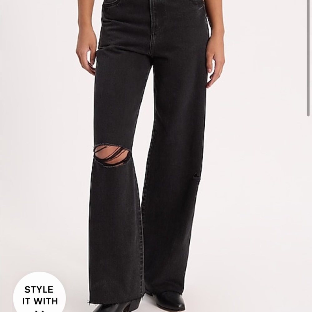 Express Women's Wide Leg High Rise Jeans - Black